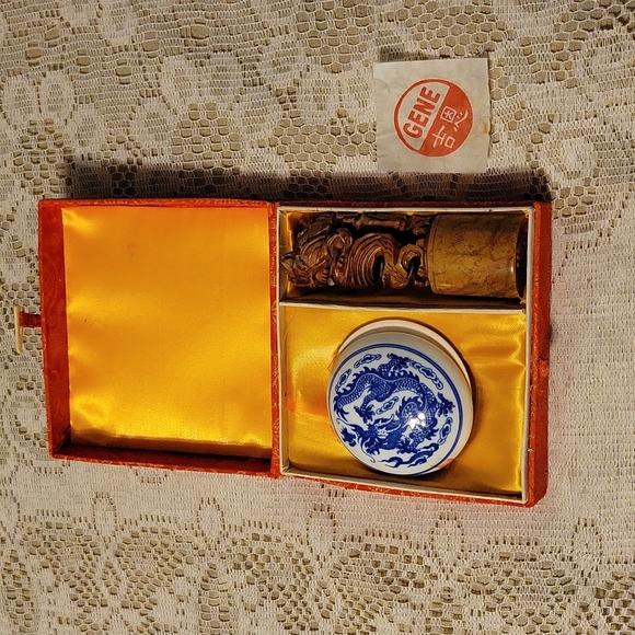 Vintage Asian Porcelain and Marble Wax Seal - Picture 2 of 10